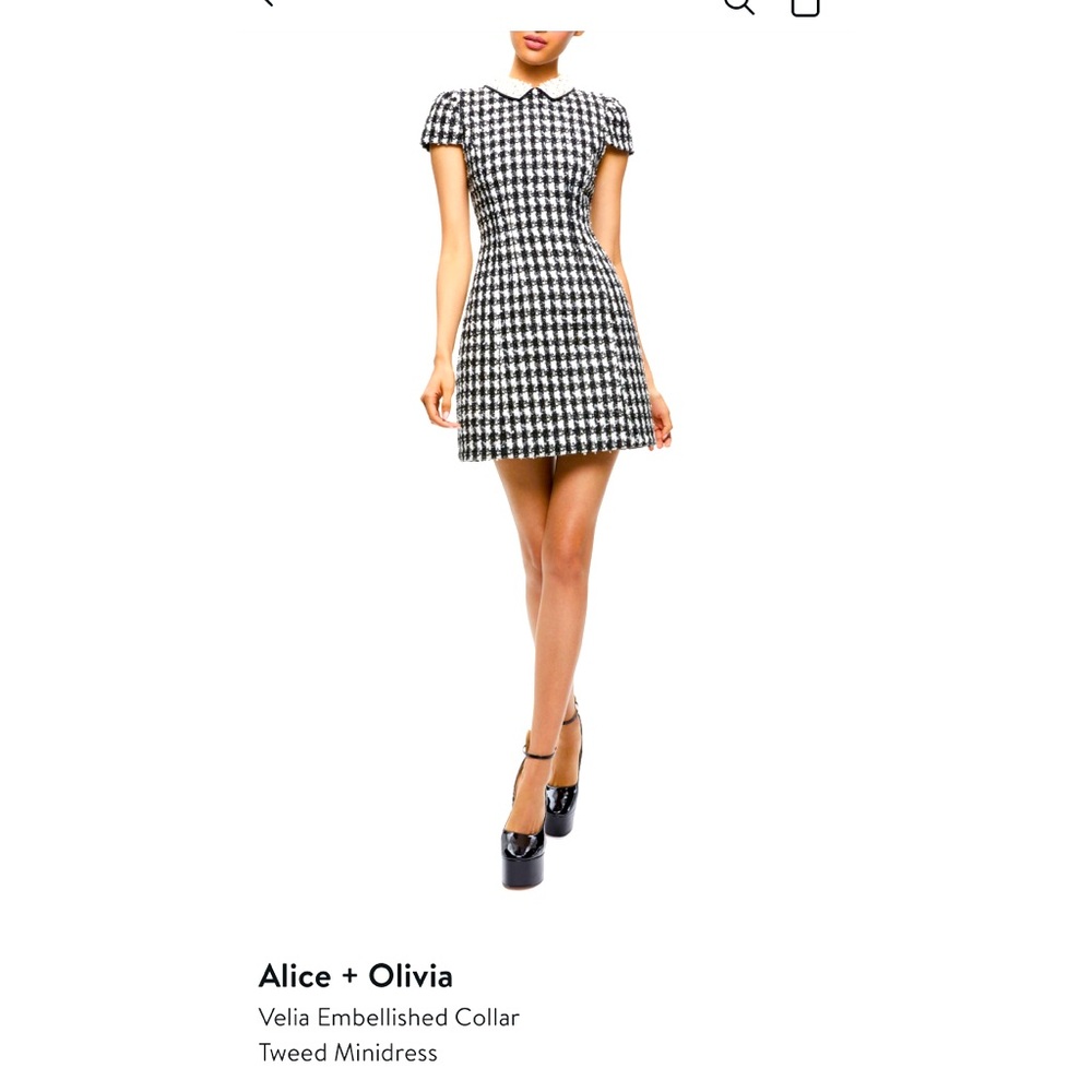 Alice + Olivia Black and White Houndstooth Minidress